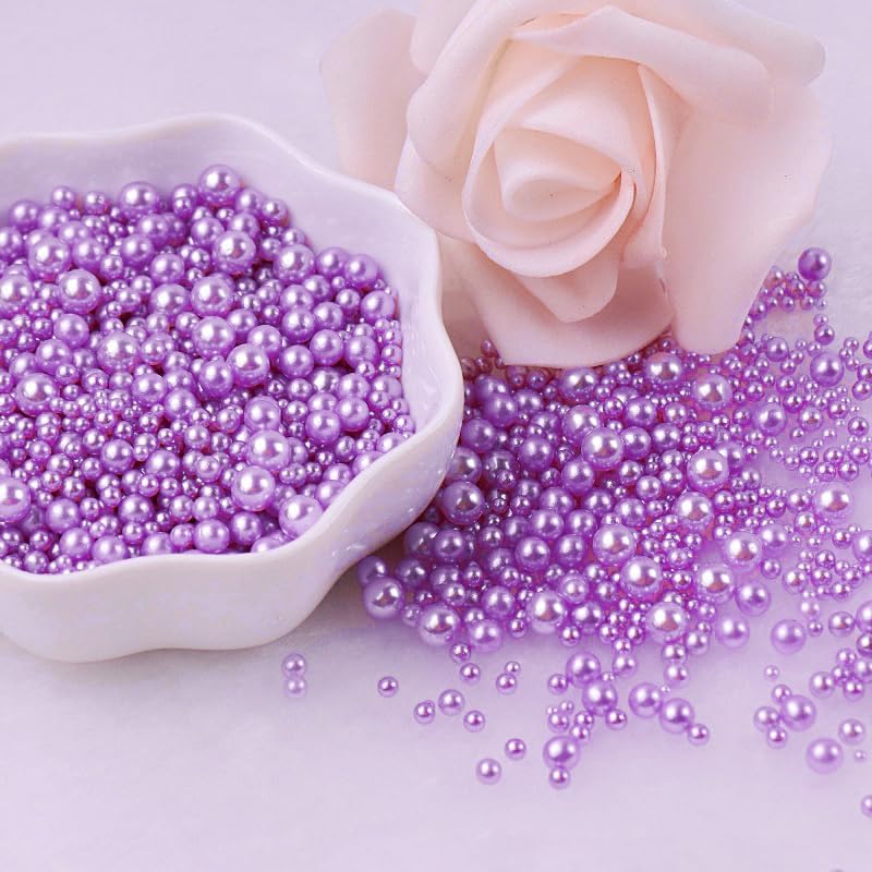 2020PCS No Hole Craft Pearl Beads - Assorted Sizes (4mm-16mm) for Vase Filler, DIY Crafts, Candles Centerpiece, Wedding Centerpieces (Purple) - Image 4