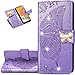 LEMAXELERS Galaxy S20 FE 5G Case Bling Diamond Butterfly Embossed Wallet Flip PU Leather Magnetic Card Slots with Stand Cover for Samsung Galaxy S20 FE 5G / S20 Lite Diamond Butterfly Light Purple SD