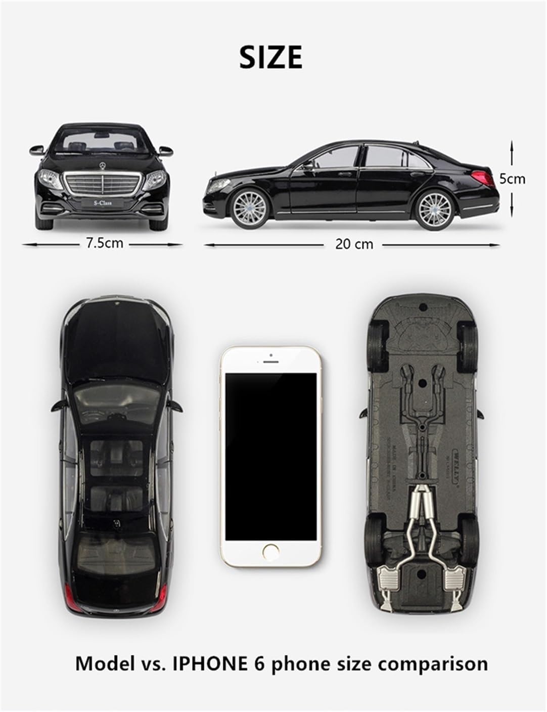 for:Mercedes-Benz S-Class Sports Car Simulation R Model 1:24 Handicraft Decoration Gift(B)