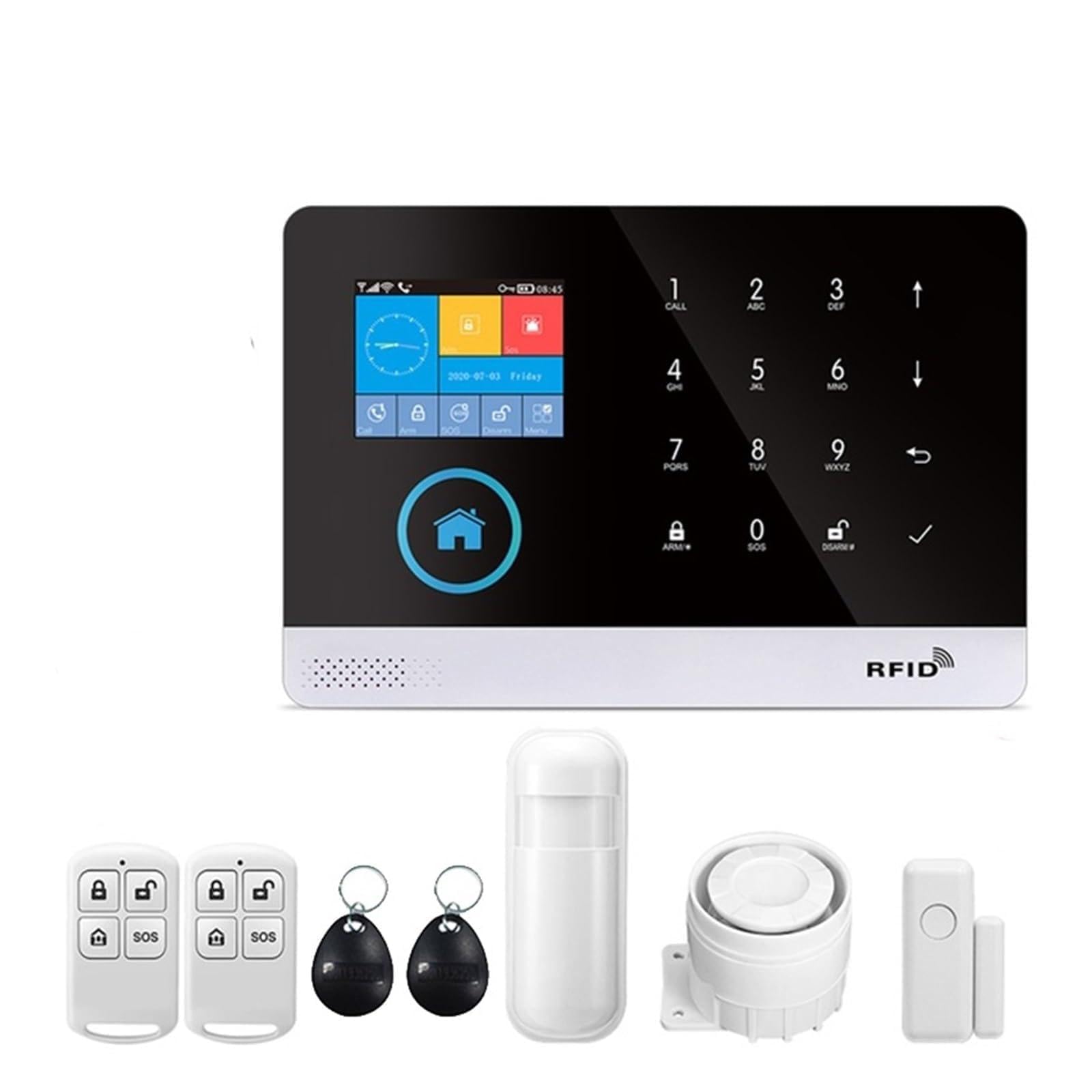 Sistema di Allarme di Sicurezza Domestica, di monitoraggio 'Allarme Intelligente for la casa gsm Host di Allarme Sicurezza con sensore Movimento e Tuya Smart App Steue(Set 2)