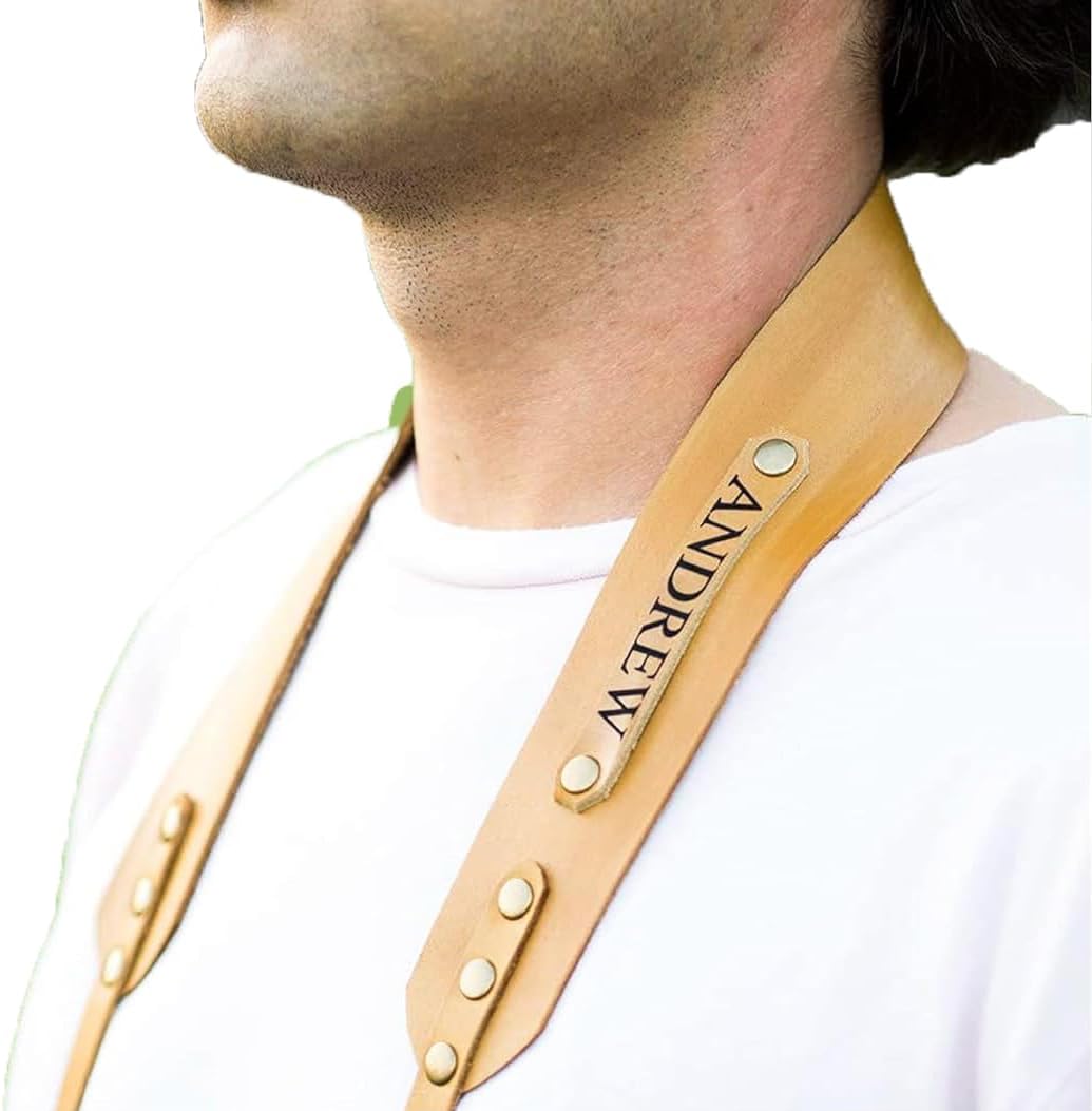 Personalized Camera Strap with Name Tag, DSLR Camera Leather Strap, Custom Gift for Him, Camera Shoulder Neck Sling, Initials Engraved