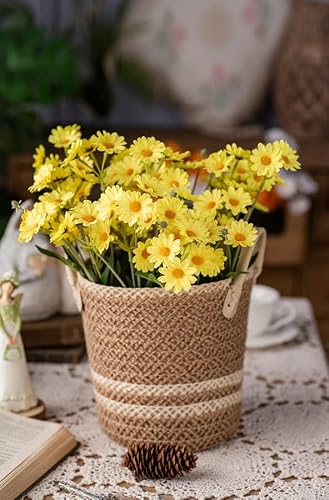 Suandsu 5 Bouquet Artificial Daisy Field Daisy Fake Silk Marguerites Flowers Home Hotel Office Garden Craft Art Decor 20'' High Yellow #TOP4