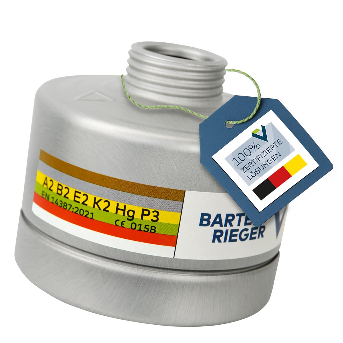 BartelsRieger Filtro combinado BR ABEK2HgP3, filtro ABEK Clase de protección A2B2E2K2HgP3, filtro respiratorio certificado DIN contra gases, vapores y partículas para industria, química, artesanía