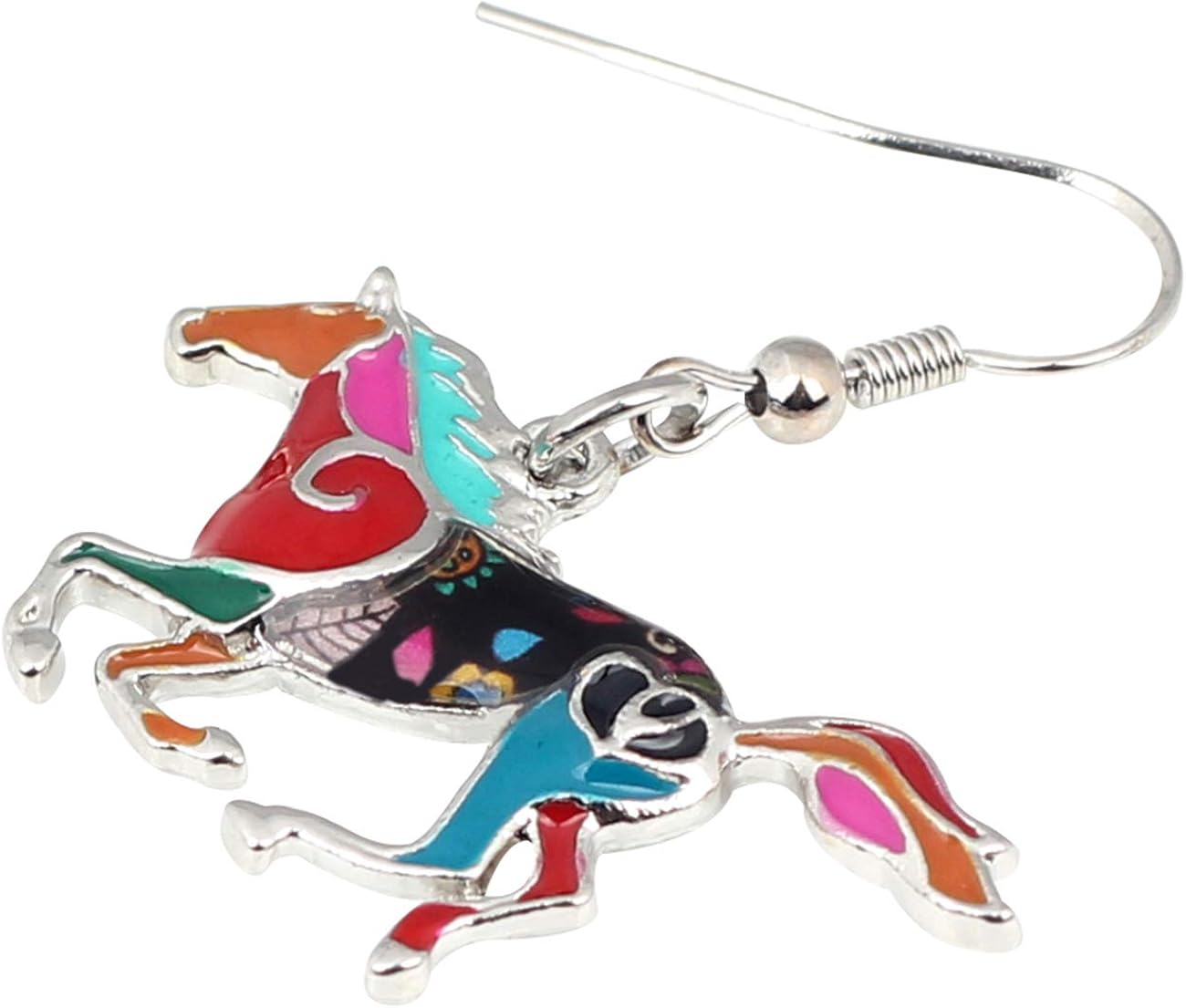 Miniatura 4 de Aretes de aleación esmaltada para caballos, colgantes de moda, joyería para mujeres y niñas, bonito regalo, Zinc Zinc Esmalte, No es una piedra