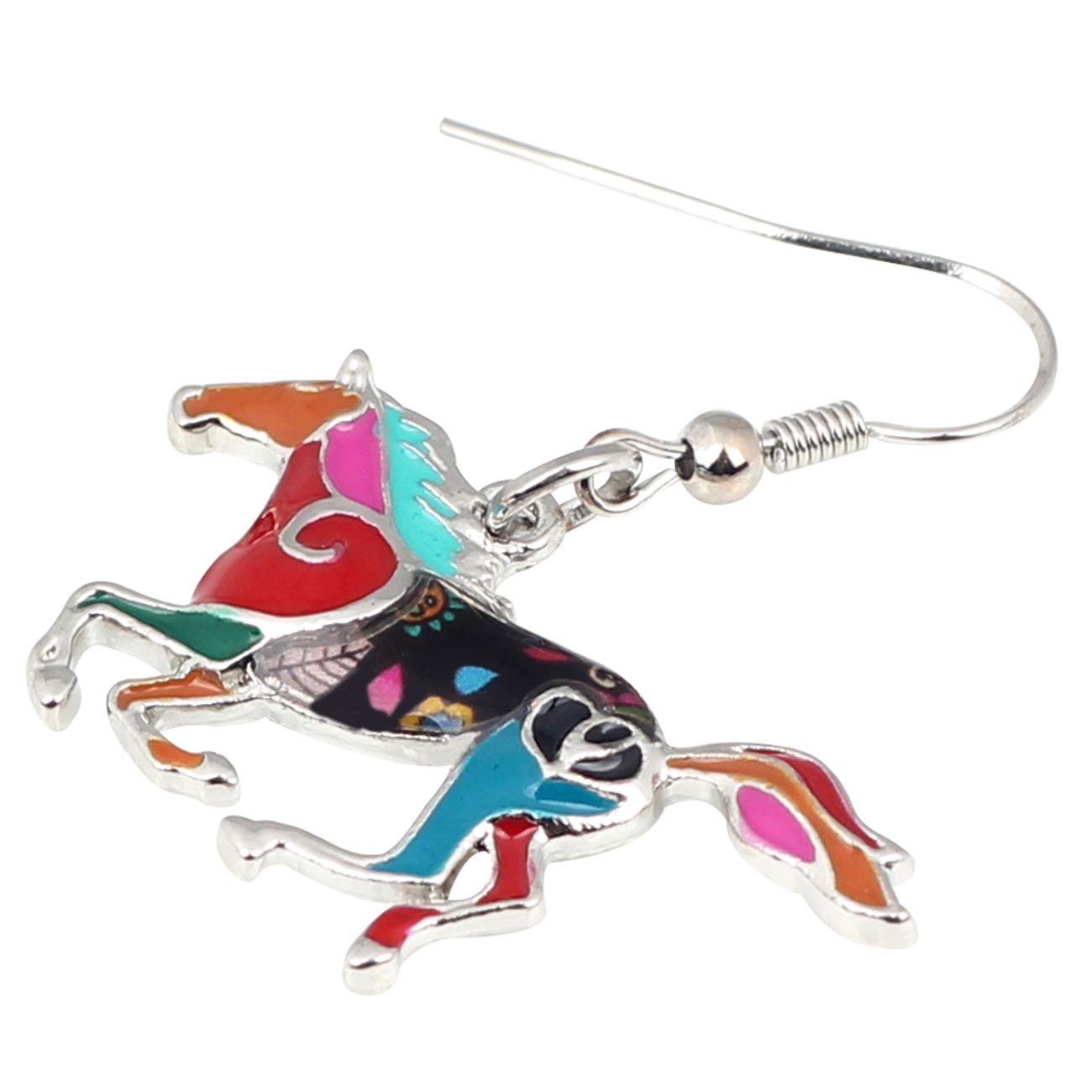 Enamel Alloy Running Horse Earrings Drop Dangle Fashion Jewelry for Women Girls Cute Charms Gift Zinc enamel, No Gemstone - Image 4
