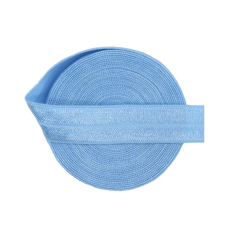 Bristlegrass Placid Blue 5 Yard 5/8 Inch Shiny Fold Over Elastic Band Foe Spandex Ribbon for Hair Tie Headband Dress DIY Sewing Trim Solid Color Ribbon Sewing lace Placid Blue（5Yard 5/8") — image 1