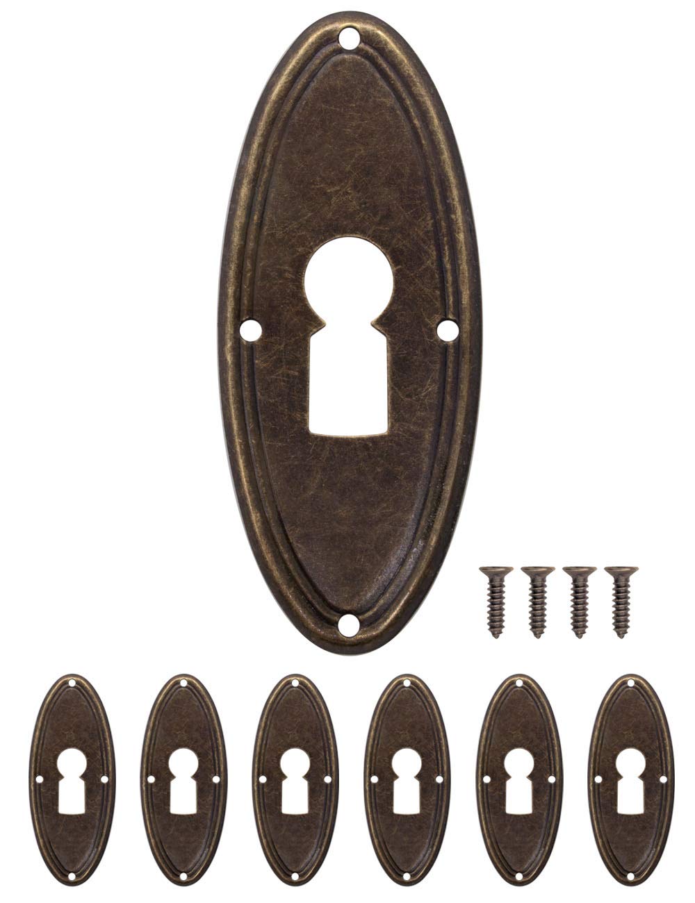 FUXXER 6 x Targhe antiche per chiavi, rosette per serrature, in bronzo e ottone, 60 x 24 mm, set da 6 pezzi