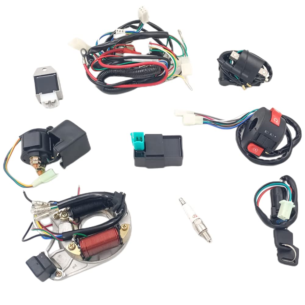 50cc Dirt Bike BTRLIACY ATV Wiring Harness Kit - Complete Electrical Set For 50cc-110cc Chinese Quads CDI Stator Coil Set