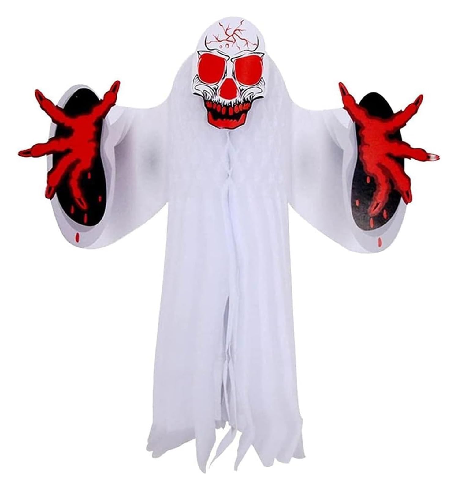 Oggetti di scena di Halloween spaventosi， Decorazioni da appendere a forma di fantasma di Halloween, spaventosi oggetti di scena in garza di stoffa appesi a forma di scheletro for la decorazione dell'
