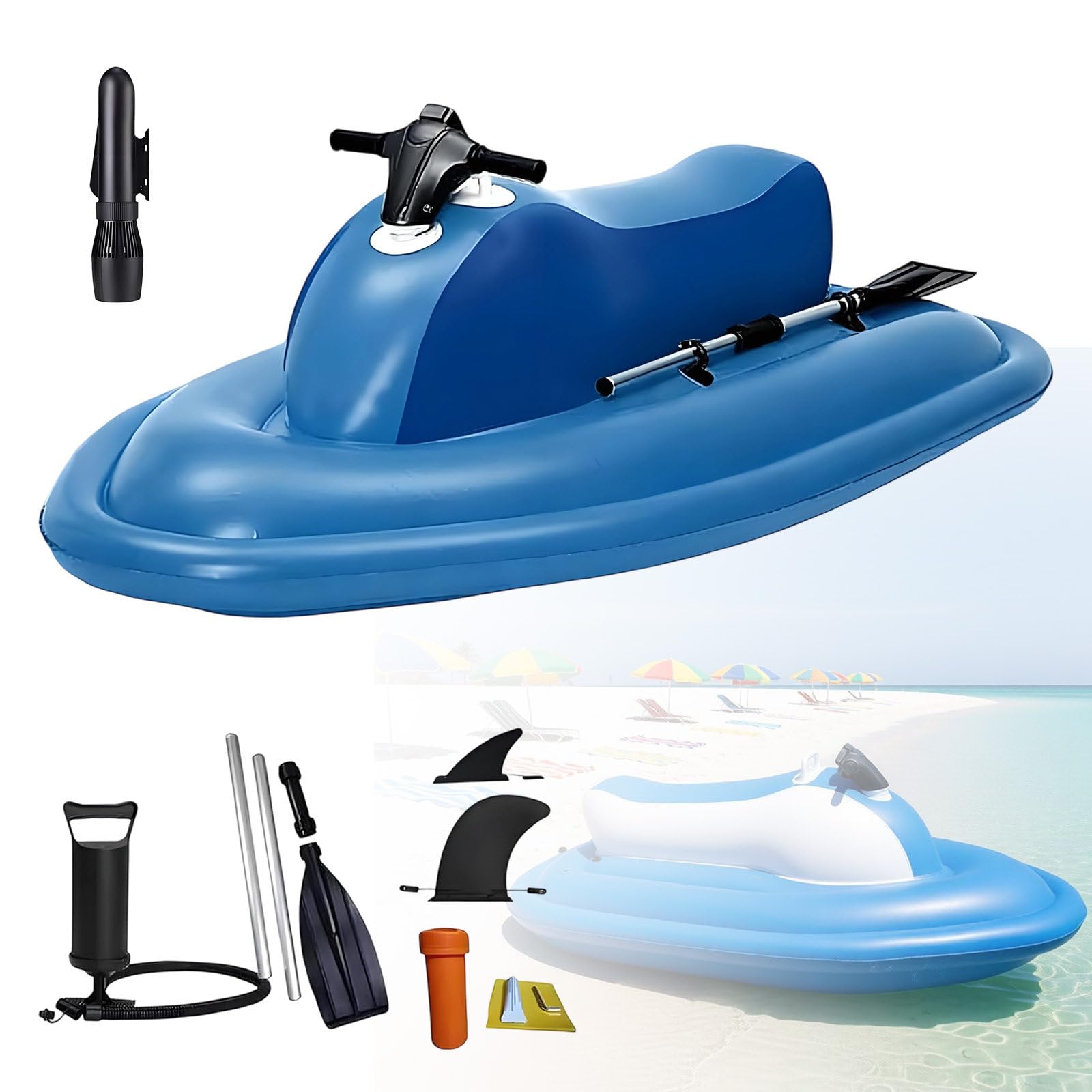 LwiftGal 2-Person Electric Underwater Jet Boat with Dual Safety Fins & 500W Scooter(Optional), Electric Inflatable Jet Ski, 220kg Load Capacity, for Water Sports Blue-500W16AThruster
