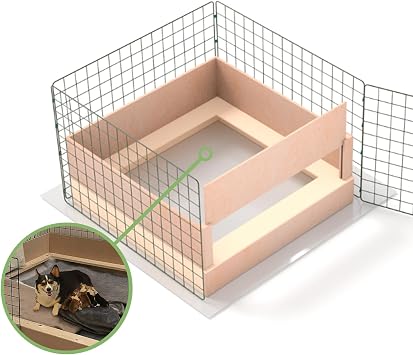 Whelping Box for Small Dogs and Puppies - 75cm x 75cm 2.5ft x 2.5ft x 18 Inches Heavy Duty Dog Pen - Collapsible Dog Crate with Wooden Pig Rails - Puppy Play Pen for Indoor or Outdoor