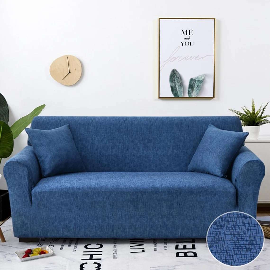EKRON Universal Single Seater Sofa Cover with 1 Cushion Cover Big Elasticity Case for Couch Flexible Stretch Reusable Armchair Slipcover Soft & Durable (1 Seater/Blue Lining Design/90cm-140cm) (B0BTTDHKXY) Amazon Price History, Amazon Price Tracker