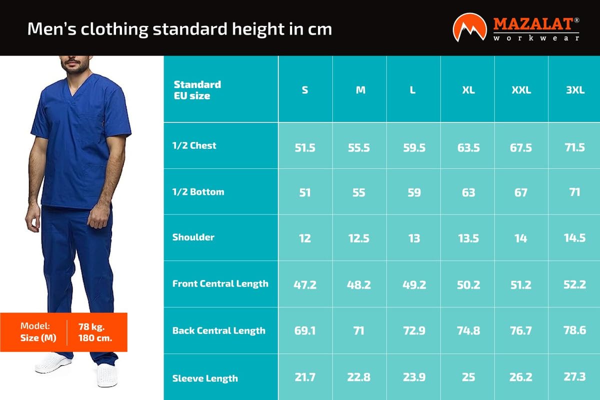 Mazalat, Uniforme médico unisex con casaca y pantalón, kit de limpieza médica para cuidado de la ropa de trabajo