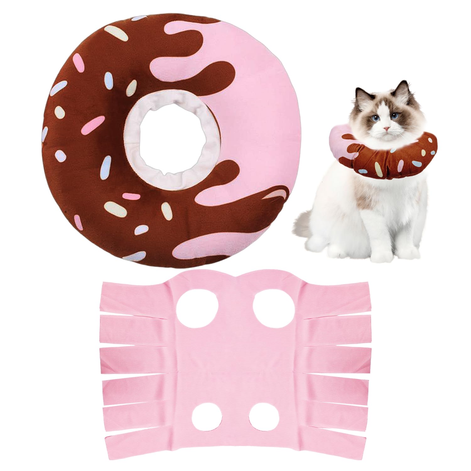 LBAAUX 1 Piece Of Cat Protection Collar, 1 Piece Of Breathable Cat Sterilization Clothing, Anti-Licking Collar For Surgical Cats, And Anti-Scratching Pet Surgical Clothing.
