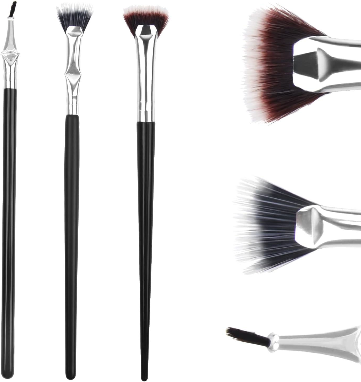 3PCS Mascara Fan Brush for Lashes, Folding Angled Scalloped