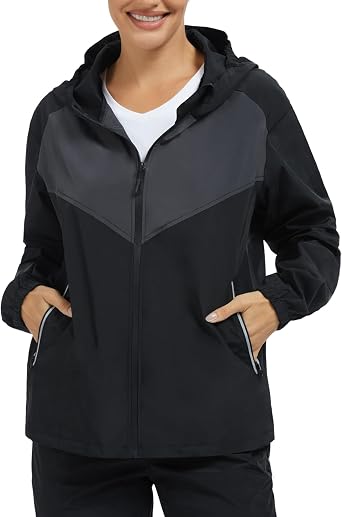 NINGMI Womens Raincoats Rain Jacket Lightweight Waterproof Windproof Hood with Pocket for Outdoor Hiking Travel Windbreaker