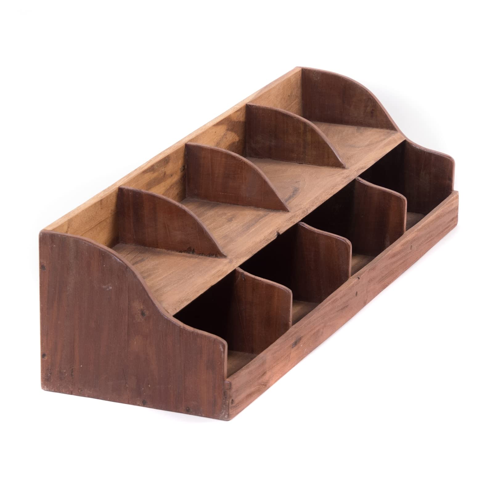 DESIGN DELIGHTS Organizer Storage 80 | Mahagoni Holz, 80 cm, Vier Fächer | Holz Ablage, Büroorganizer, Holzregal, Schreibtisch Ablage