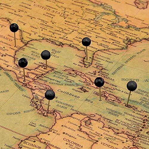 500 Pcs Drawing Push Pins Map Pins, VEGCOO Black Push Pins with Plastic Round Head, Map Thumb Tacks Drawing Pins for Wall Drawing Pinboard, Map Mark or Bulletin Board (Black)