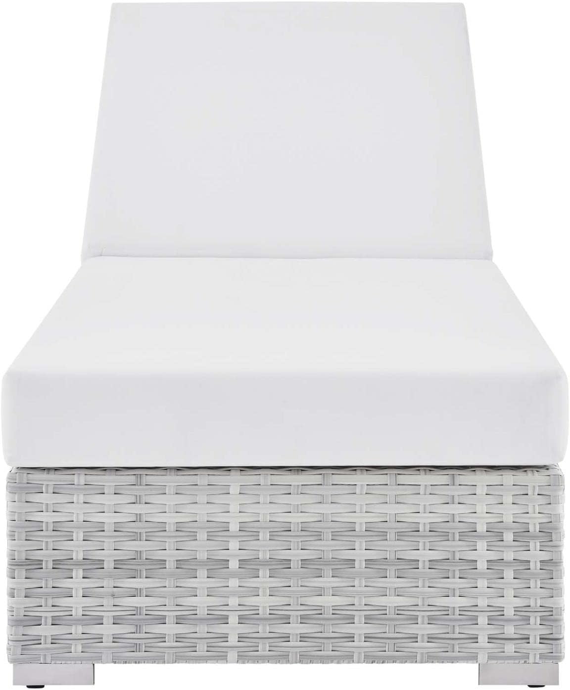 Modway Convene Outdoor Patio Chaise, Light Gray White 82.5 x 30 x 42