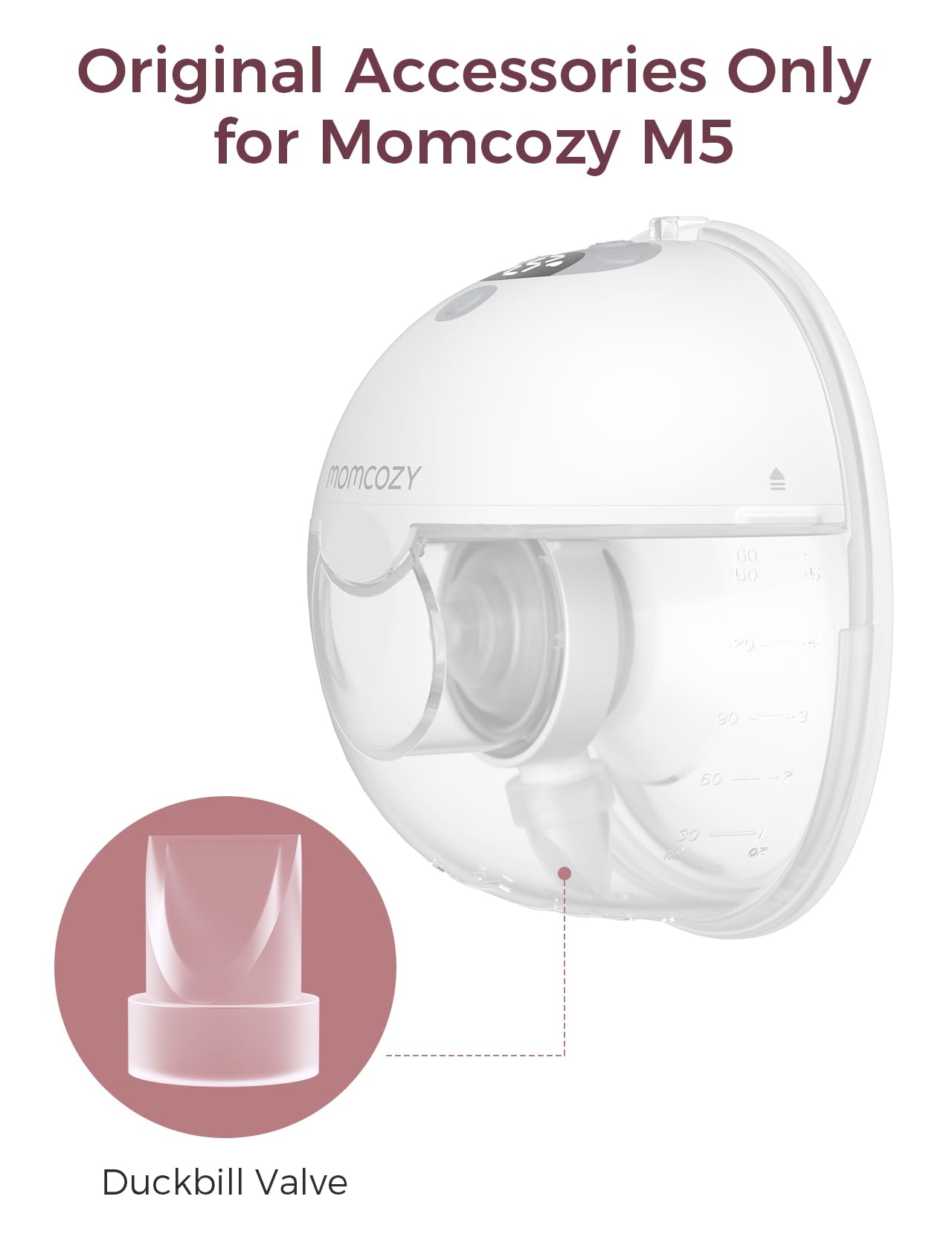 Momcozy M5 Duckbill Valves, 4 Pack, Replacement Parts for M5 Breast Pump, White, Duckbill Valves (4 Count) - Image 2