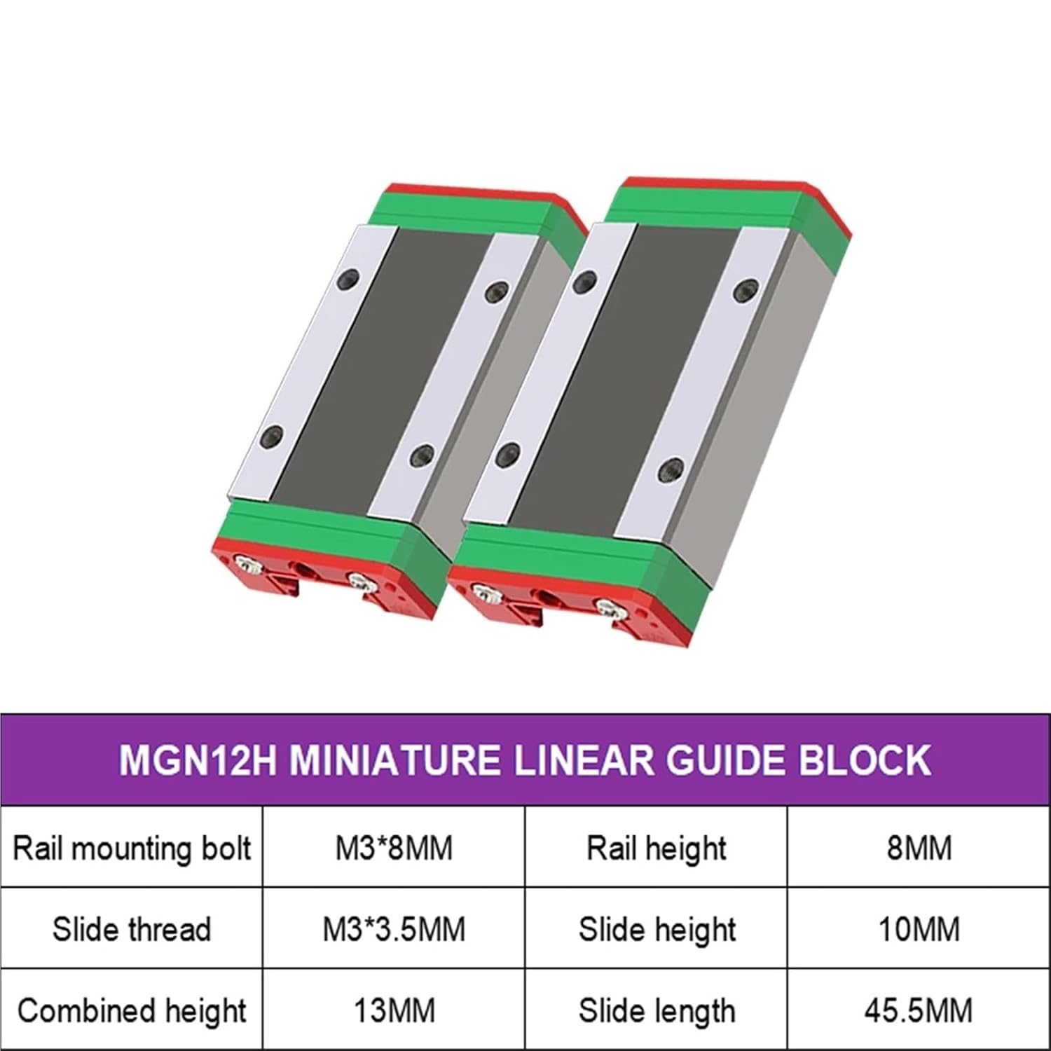 2PCS MGN7C MGN7H MGN9C MGN9H MGN12C MGN12H MGN15C MGN15H Carriage Blocks for MGNR7/9/12/15 Linear Guide 3D Printer CNC Part(2PCS MGN12H)