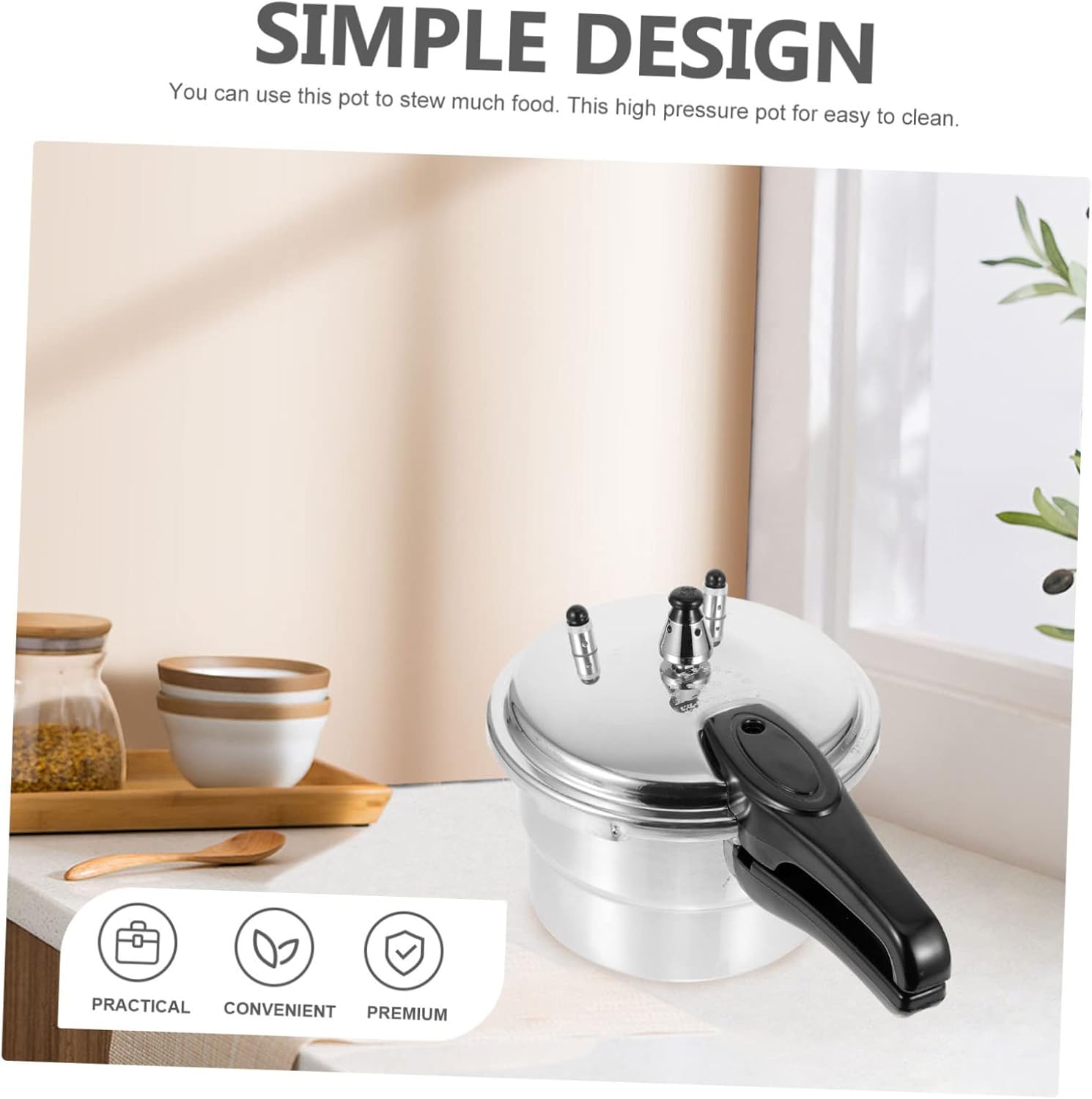 Thickened Aluminum Pressure Cooker for Gas Stove Household High Pressure Pot with Rapid Heat Conduction Uniform Heating Steaming Braising and Soup Cooking Helper