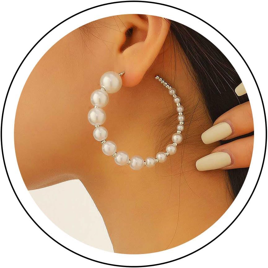 Orecchini in argento a cerchio con perle barocche CHARME