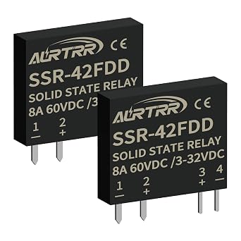 2pcs 12V 5V 3v 3.3V Solid State Relay 4a,dc SSR fit pc Boards,Input3-32Vdc,Output5-60Vdc,41Fdd,Non-Contact,Mini,Slim Ac dc-dc,Micro for ESP32 Raspberry Pi Arduino ebike PLC