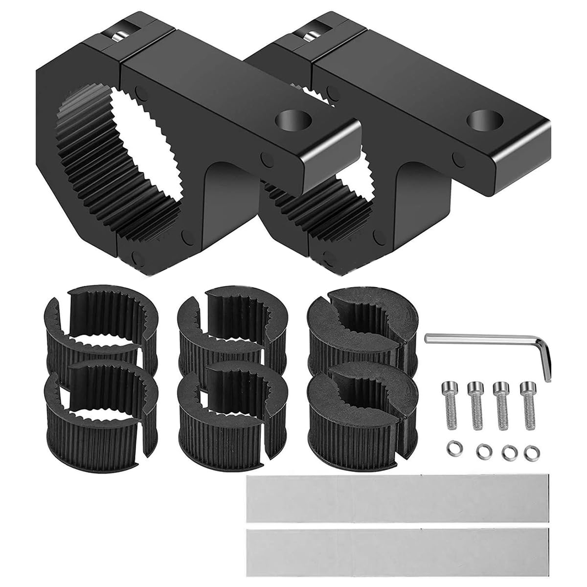 Soportes de montaje de abrazadera de tubo universales negros para barra de luz de coche de 2 piezas