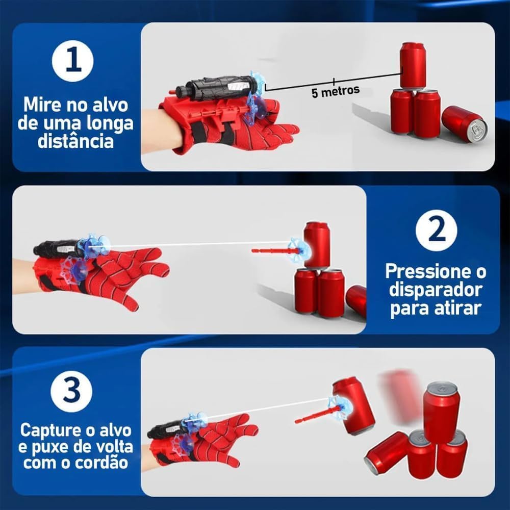 Lançador de Teia Aranha com Luva – Brinquedo Infantil Lança Teia | Luva Aranha Lança Teia – Diversão e Coordenação para Crianças