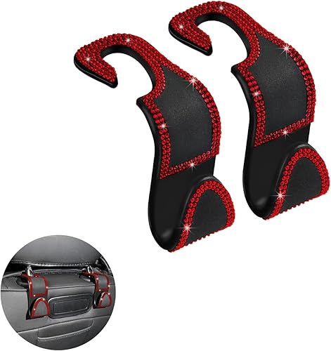 Vista 56 de Ziciner 4 ganchos brillantes para reposacabezas de asiento de automóvil, organizador de almacenamiento de diamantes de imitación para asiento