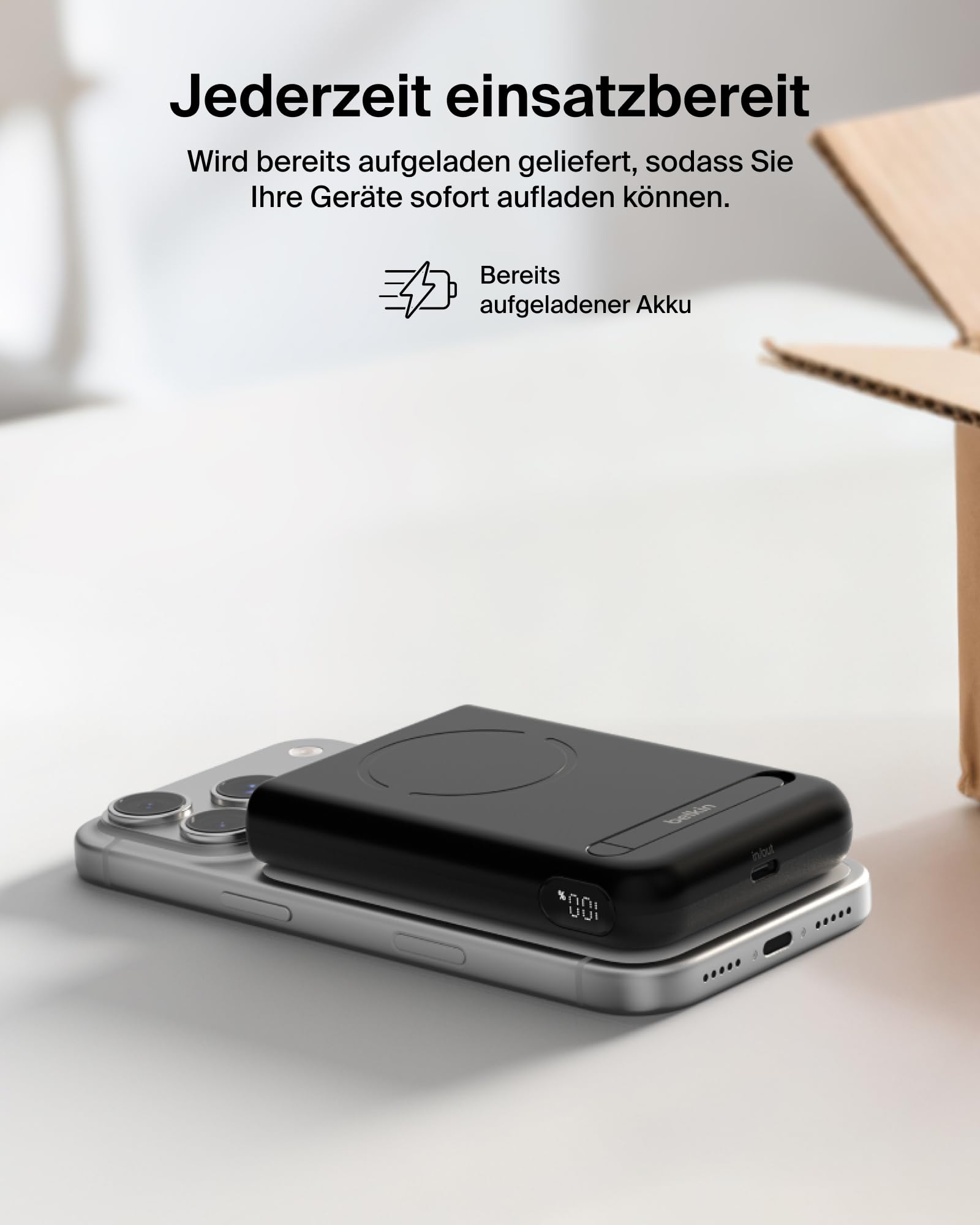 Belkin BoostCharge 10000mAh Magnetische Power Bank mit Ständer – Schwarz