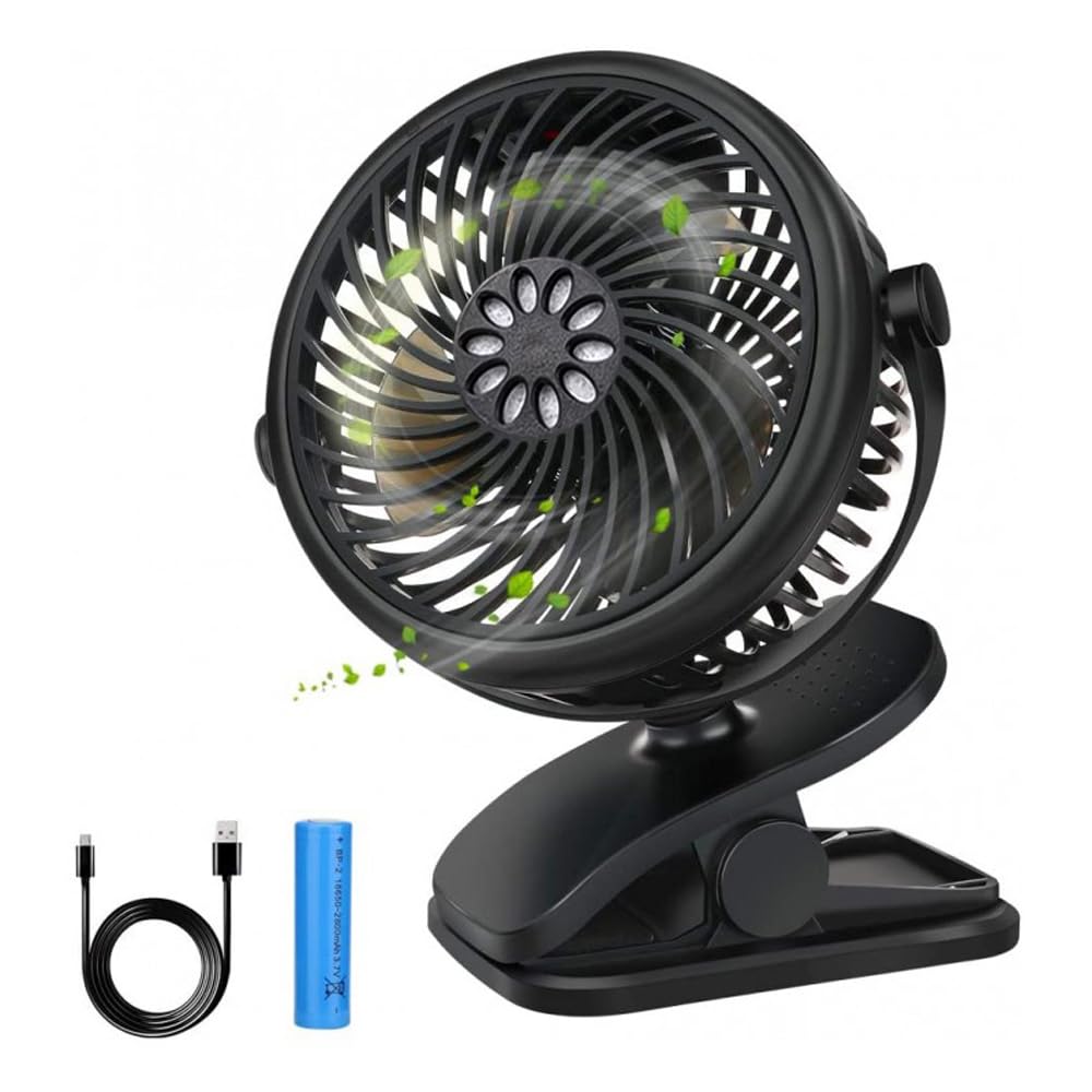 Baby Bucket Clip-on Fan – Portable Rechargeable Stroller Fan with Strong Clip | Mini Travel Fan for Car Seats, Cribs & Outdoors-(Blue)