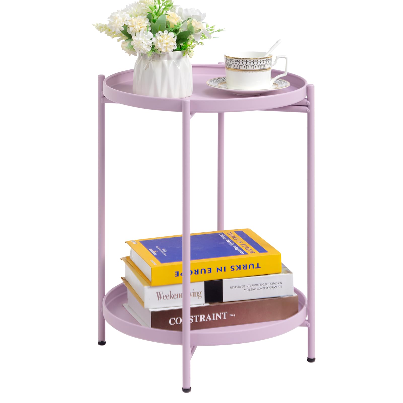 HollyHOME Metal Side Table Small Round Coffee Table End Tables Nightstand โ image 1