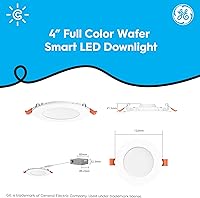 Vista 6 de GE CYNC Reveal HD+ Wafer Smart LED Downlight Fixture, luces que cambian a todo color, luces LED Wifi y Bluetooth, 13 vatios, funciona con Yaxa