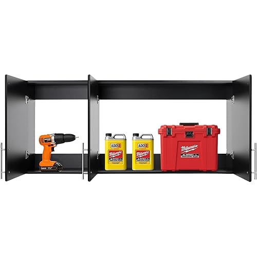 Prepac Elite 54" Wall Cabinet, Black Storage Cabinet, Bathroom Cabinet, Pantry Cabinet with 2 Adjustable Shelves 12" D x 54" W x 24" H