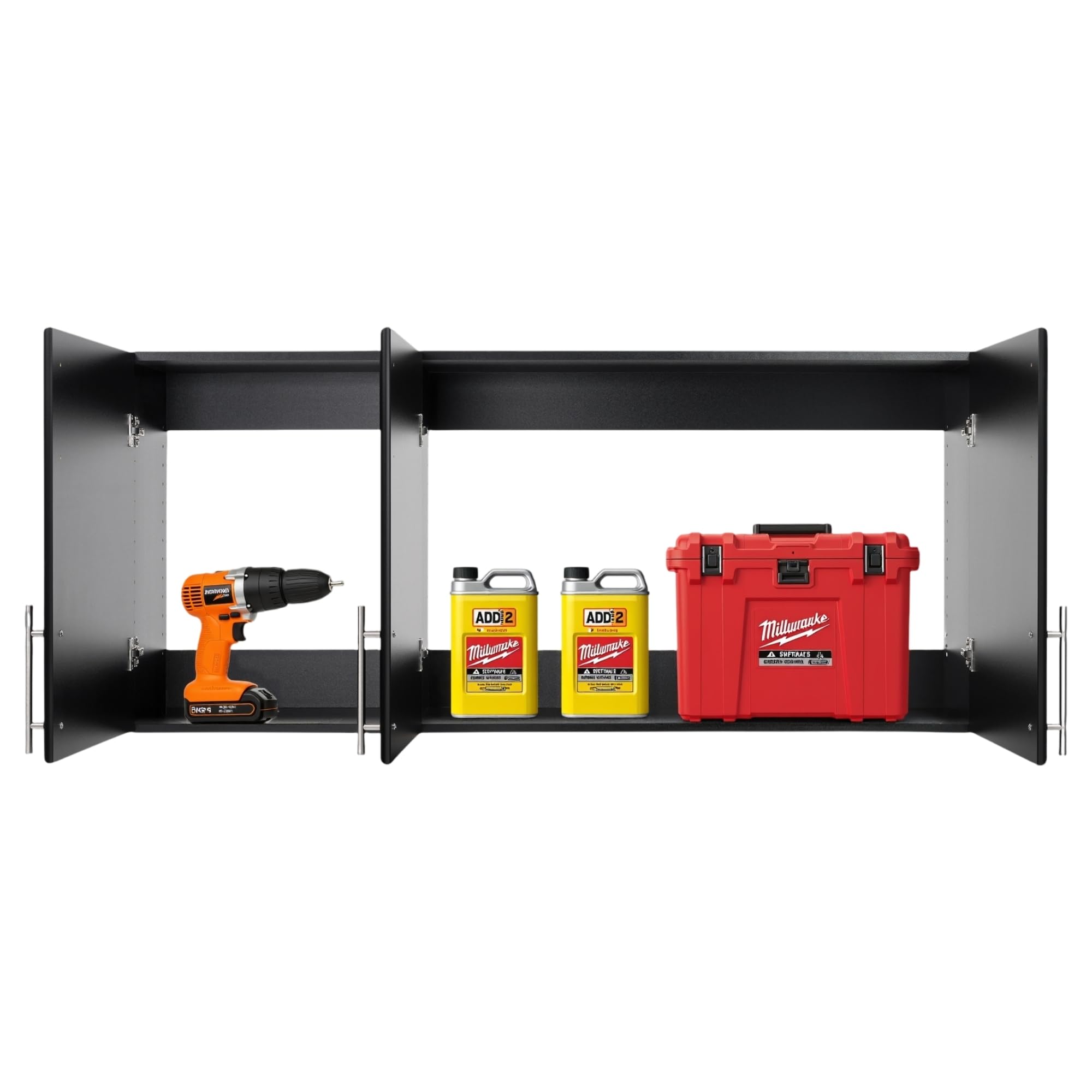 Prepac Elite 54" Wall Cabinet, Black Storage Cabinet, Bathroom Cabinet, Pantry Cabinet with 2 Adjustable Shelves 12" D x 54" W x 24" H