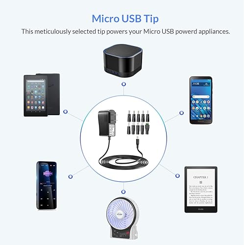 Miniatura 4 de Nextbook Adaptador de cargador para tableta 5V 3A 2A 2.5A 1A AC DC adaptador con 9 puntas para Amazon Fire USB Hub TV Box LED Pixel Cámara Altavoz