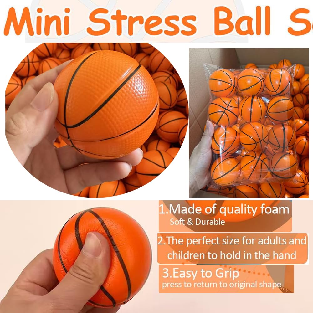 5-100 pcs Palla Antistress Mini Pallone da Pallacanestro 6.3cm | Palla Antistress Pallacanestro,Palline Squeeze Antistress in Schiuma,Stress Toys per Festa,Premi,Regali di Compleanno