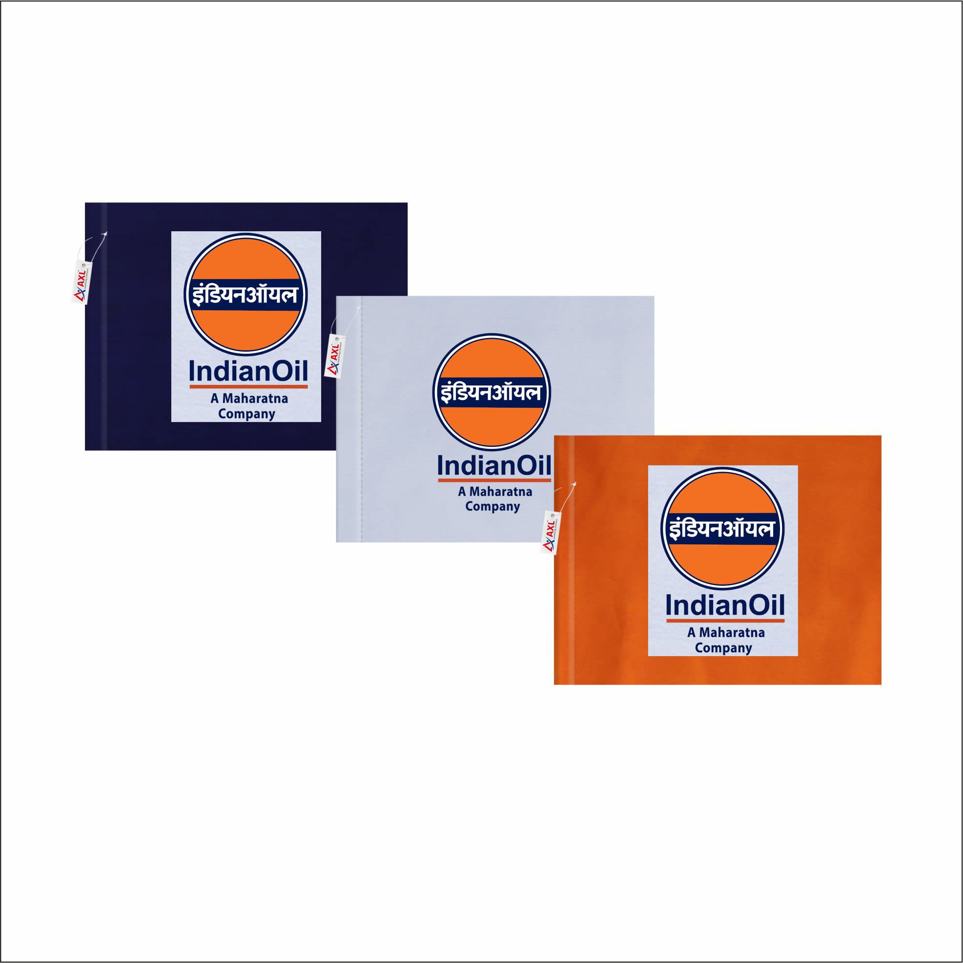 AXL REDIFINING LIFESTYLES Indian Oil Petrol Pump Promotional Flag Set (Set of 5 pcs. 2 Navy Blue + 1 White + 2 Orange). Size/Flag Approx 55" * 45"