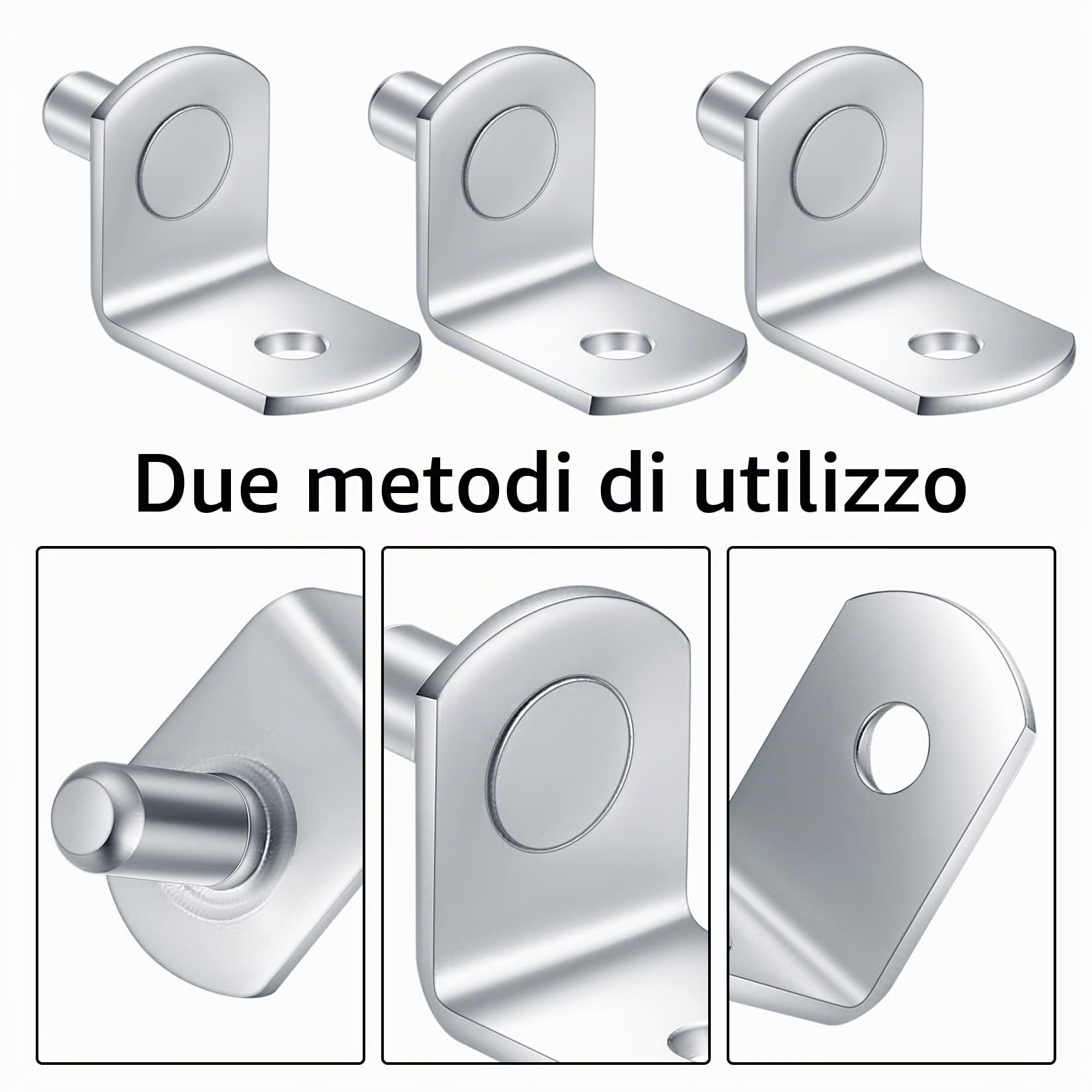 20 Pezzi Pioli di Supporto per Mensola, Reggimensola Pioli per Ripiano in Acciaio Inox Forma L, Staffe per Mensole per Armadi, Vetrine, Mobili, Librerie - 5mm