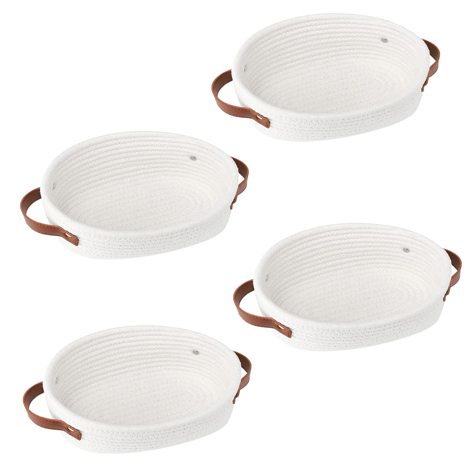 Of 4 Woven Cotton Rope Storage Baskets Elegant Cotton Rope Baskets Woven Holder for Modern Homes Organization Organizers Basket