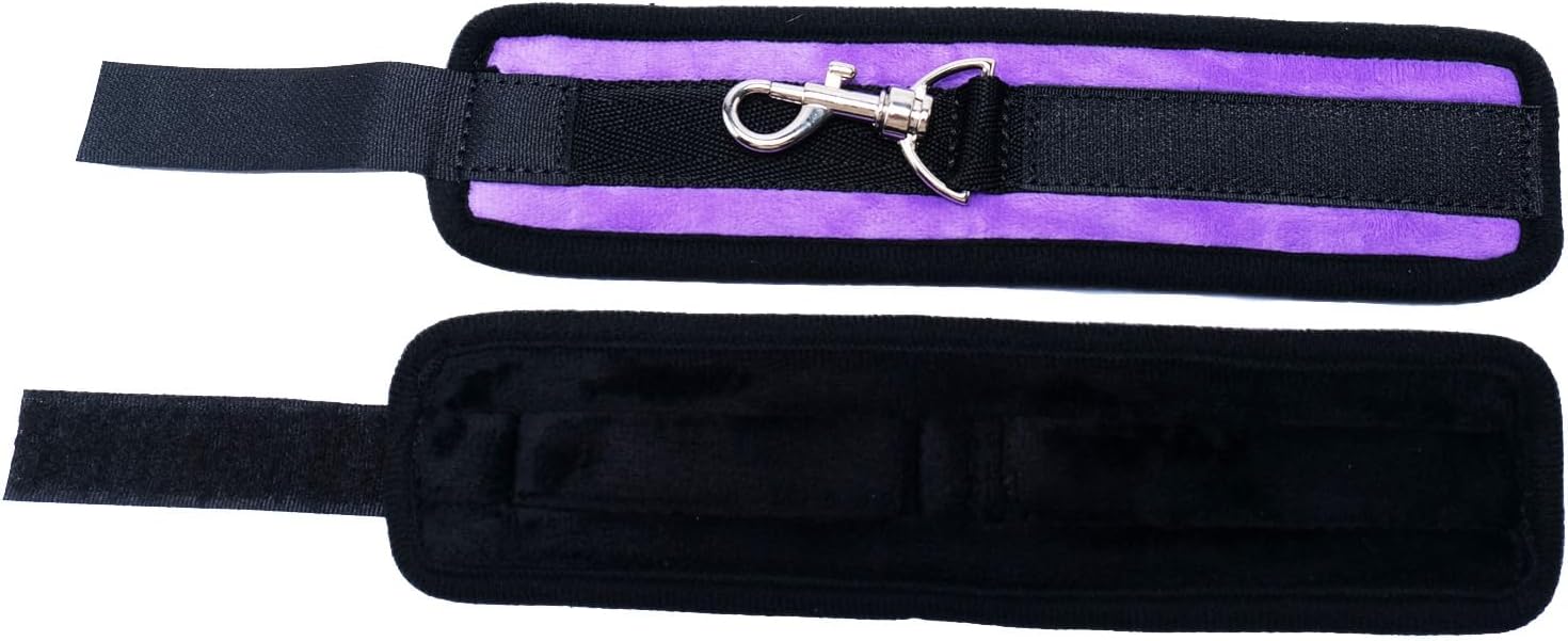 Spreader Bar Heavy Duty Stainless Steel Expandable Silver Bar with 4pcs Furry Purple Adjustable Strap,Sports Aid Training Fitness Gear Pilates Aid Kit, Home Restore Pilates Indoor Yoga Set