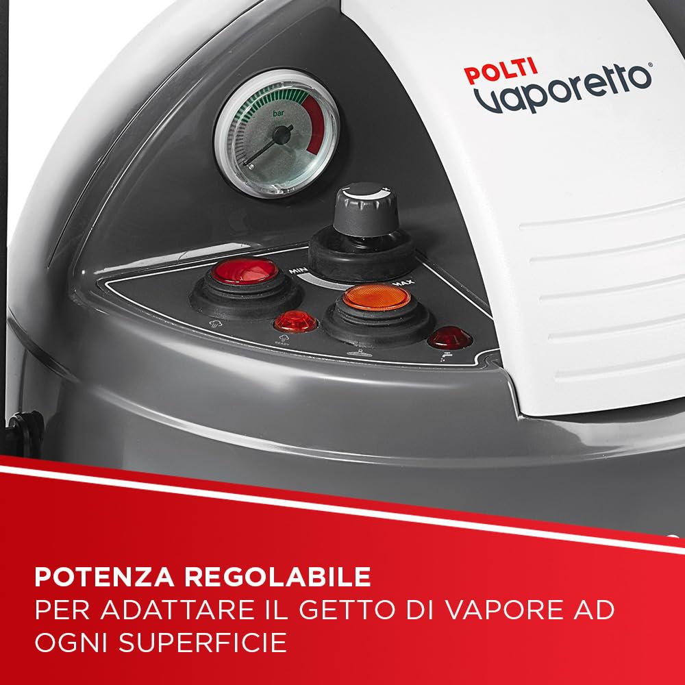 Polti Vaporetto Eco Pro 3.0 Kalstop, 20 Fiale di Kalstop Anticalcare, Pulitore a Vapore con Caldaia e Tappo di Sicurezza, Potenza Max 2000 W, Serbatoio 2 L, 9 Accessori Inclusi, Made in Italy, Grigio