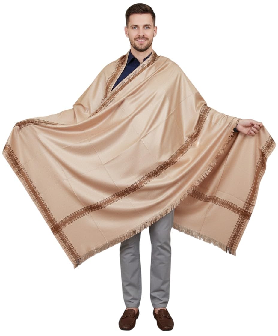 v vrinde Vrinde Beige Wool Solid Men's Shawl KA-SWL-36-picture-36