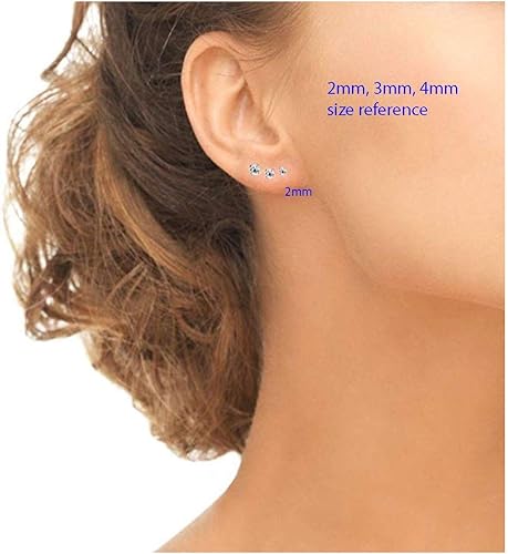 Miniatura 5 de Adabele - 5 pares de aretes de plata de ley 925 auténtica de 0.118 pulgadas (0.118 in) con circonita cúbica pequeña, diamante creado en bucle