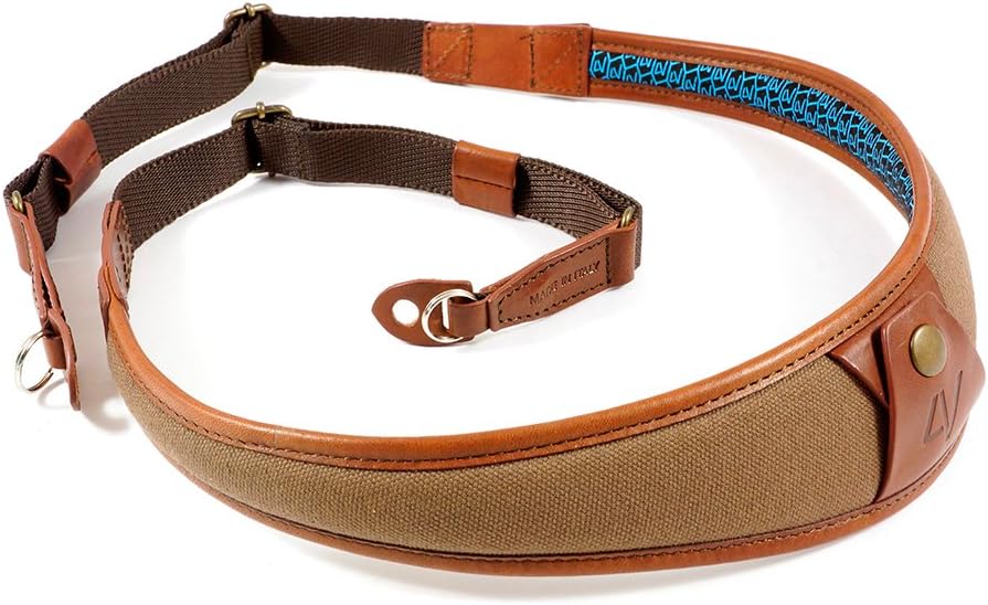 ALA Handmade Leather & Canvas Camera Strap w/Metal Ring Fit Kit, Brown/Brown (2ALLRCV2223)