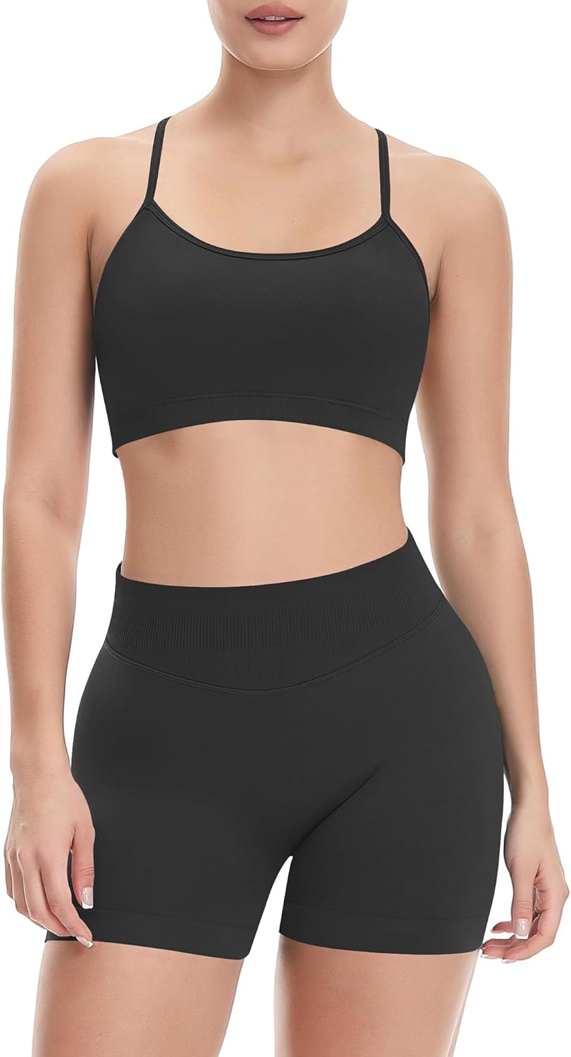 UG Active 2 Piece Workout Sets for Women Sport Bra & Shorts Sets, Athletic Gym Yoga Fitness Sets Matching Work out Set