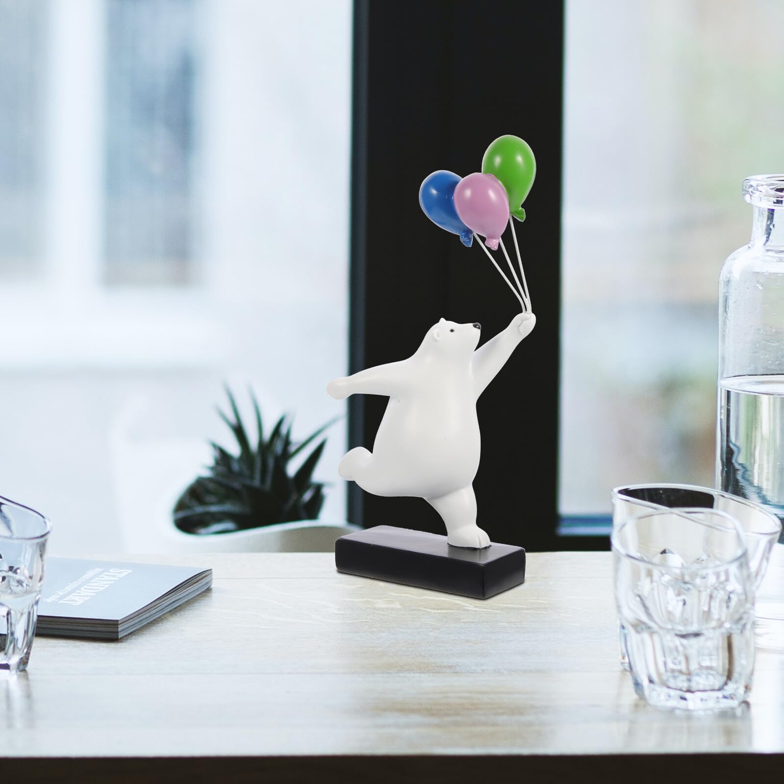 Abaodam Scultura Orso in Resina a Forma di Palloncino Decorazione da Tavolo per Casa e Ufficio Aspetto Vivace e Stile Cartone Animato