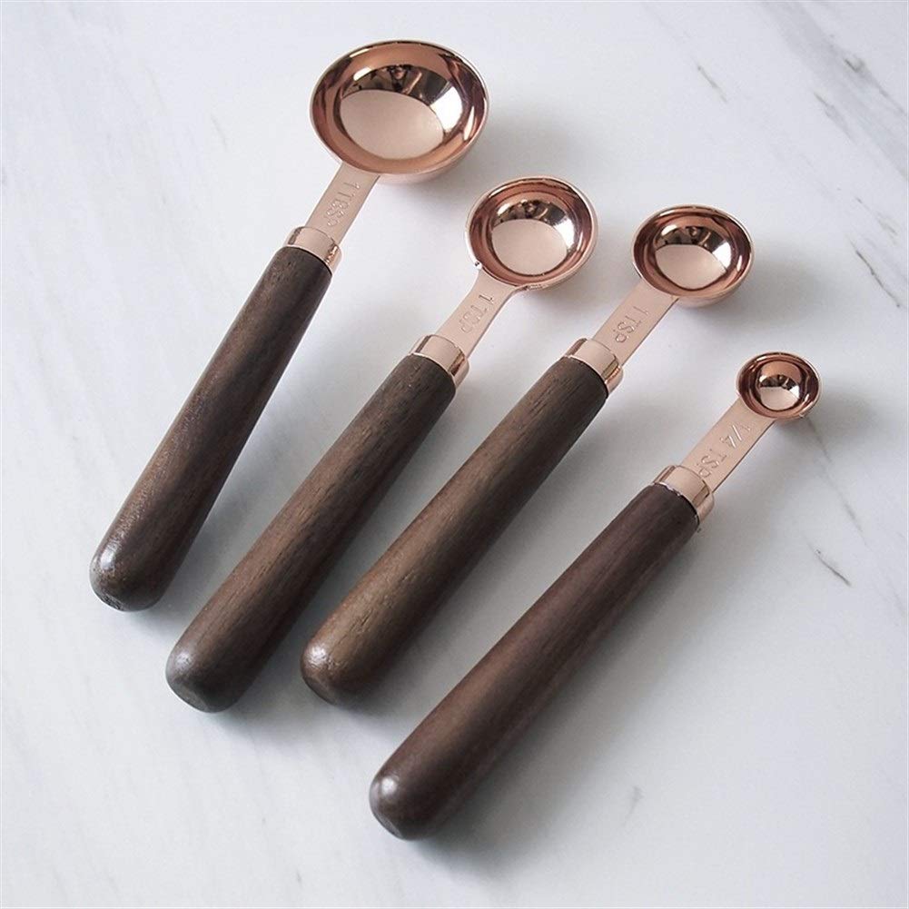 Kupfer-Messlöffel, Edelstahl, hochglanzpoliertes, verkupfertes Finish(Set of 4 Cups)